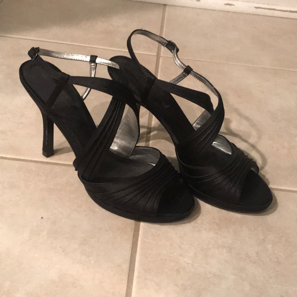 Satin platform heels